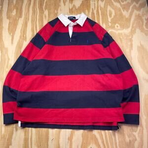 Vintage 90s Polo Ralph Lauren Rugby Shirt – Red/Navy Stripe – Men’s XXL
